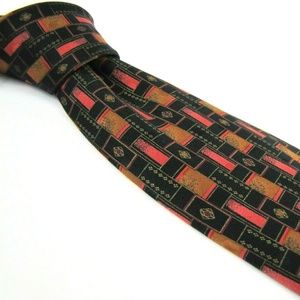 BRIONI Tie Copper Orange Black Geometric / Luxury